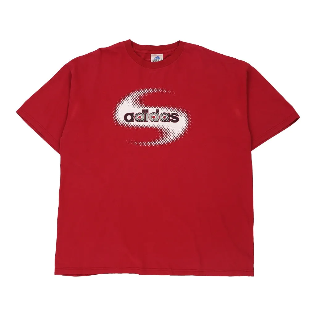 Adidas Spellout T-Shirt - 2XL Red Cotton