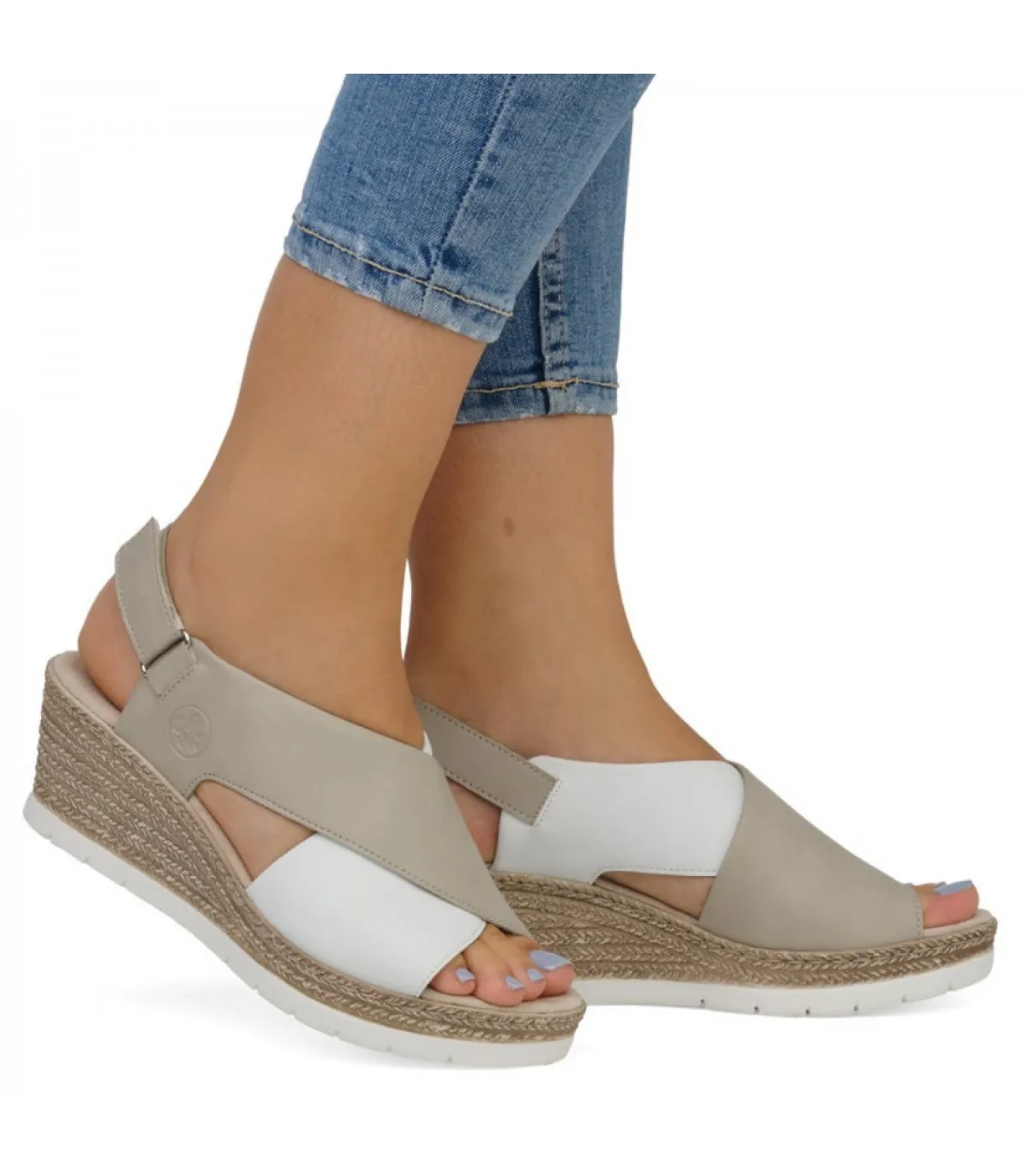 Anatomical Sandal Rieker - White/Cognac 61975-62
