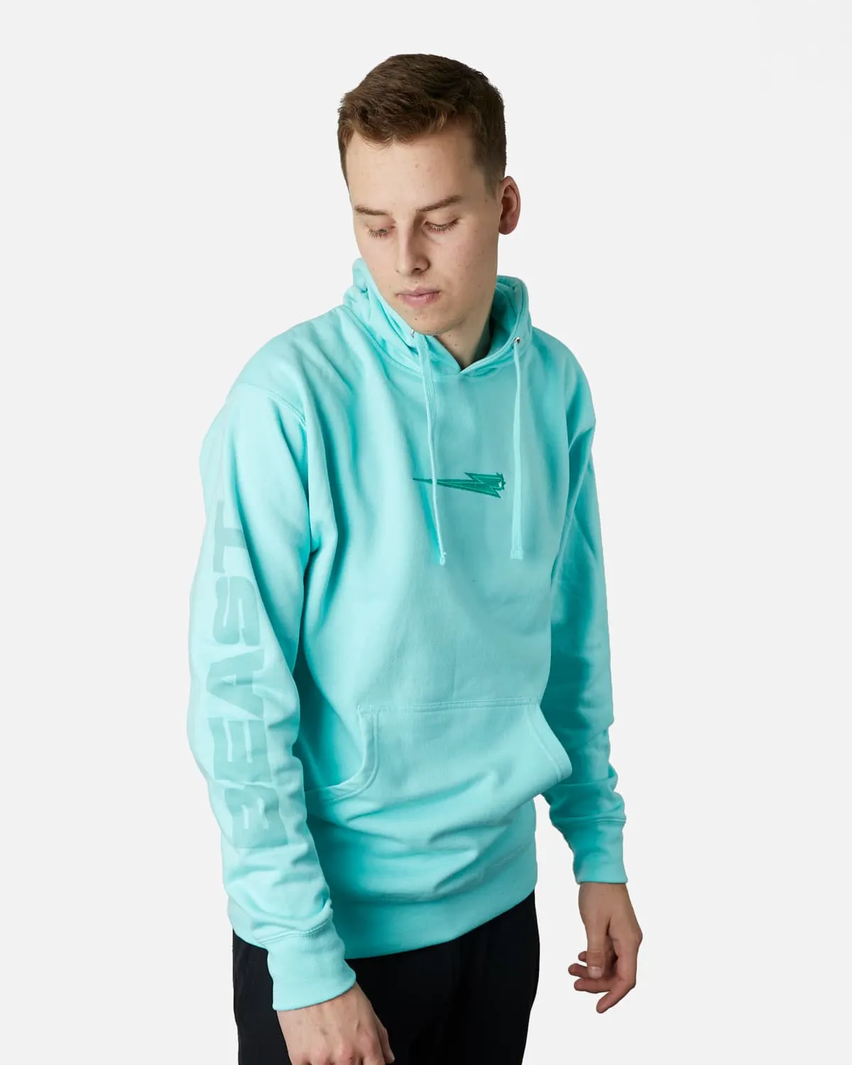 'Beast Bolt' Embroidered Pull Over Hoodie - Mint