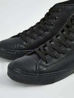 Black Leather Look High Top Trainers | Women | George at ASDA