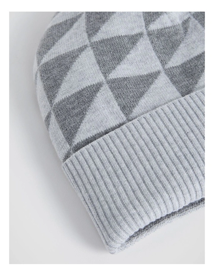 Geo Knit Beanie in Wolf Marle