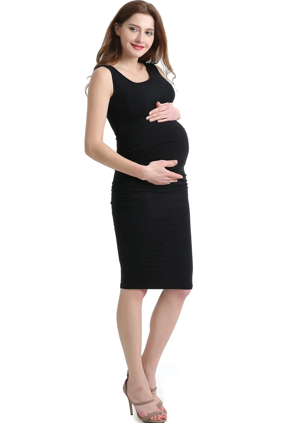 Kimi + Kai Maternity Delia Ruched Midi Dress