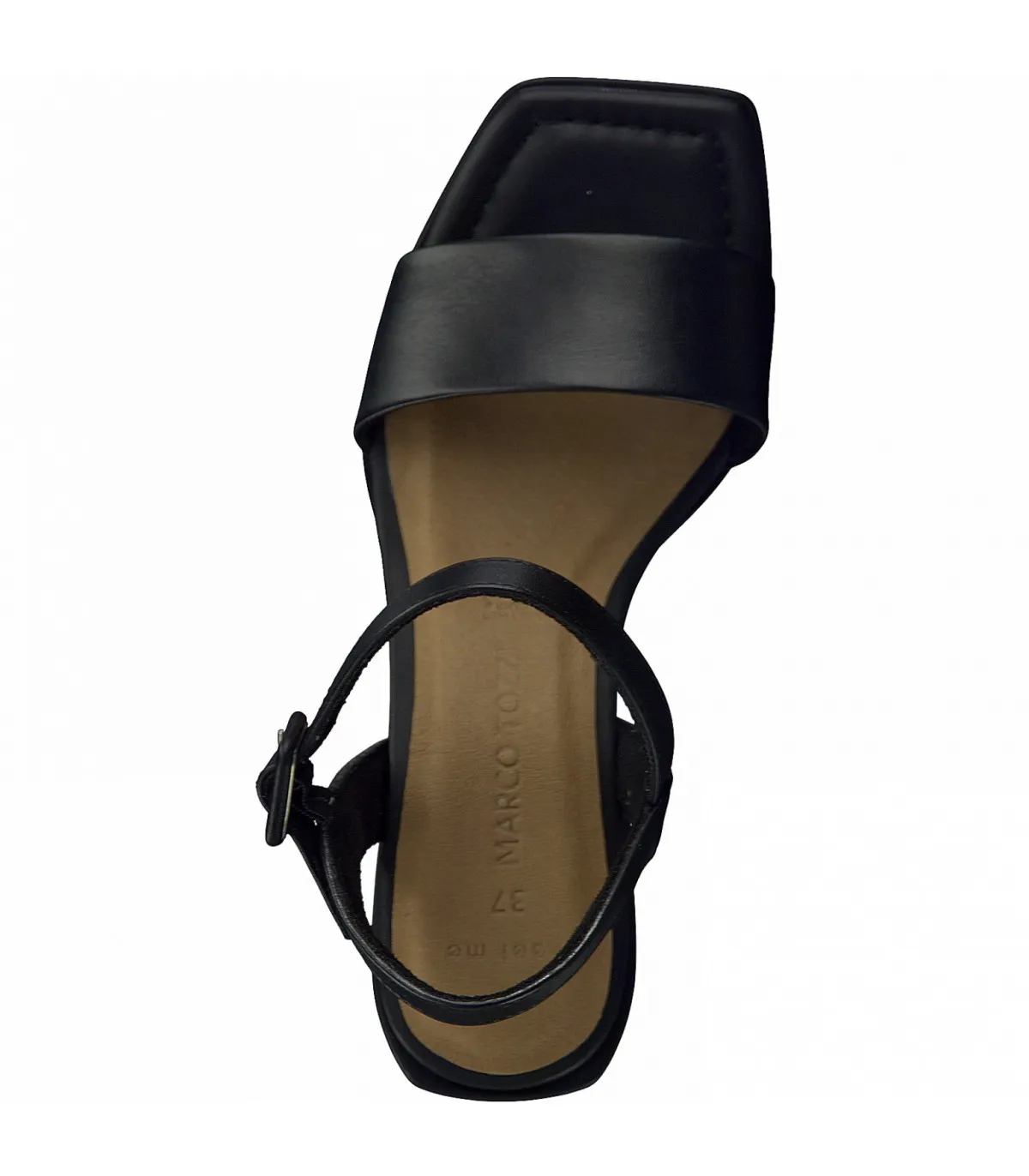 Leather Heeled Sandal By Marco Tozzi- Black