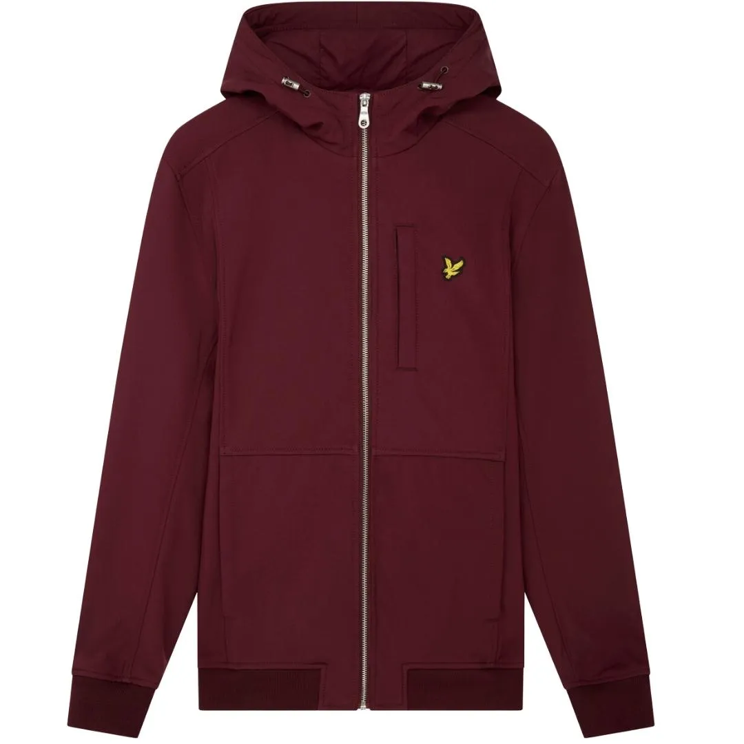 Lyle & Scott Branded Logo Burgundy Hooded Softshell Jacket