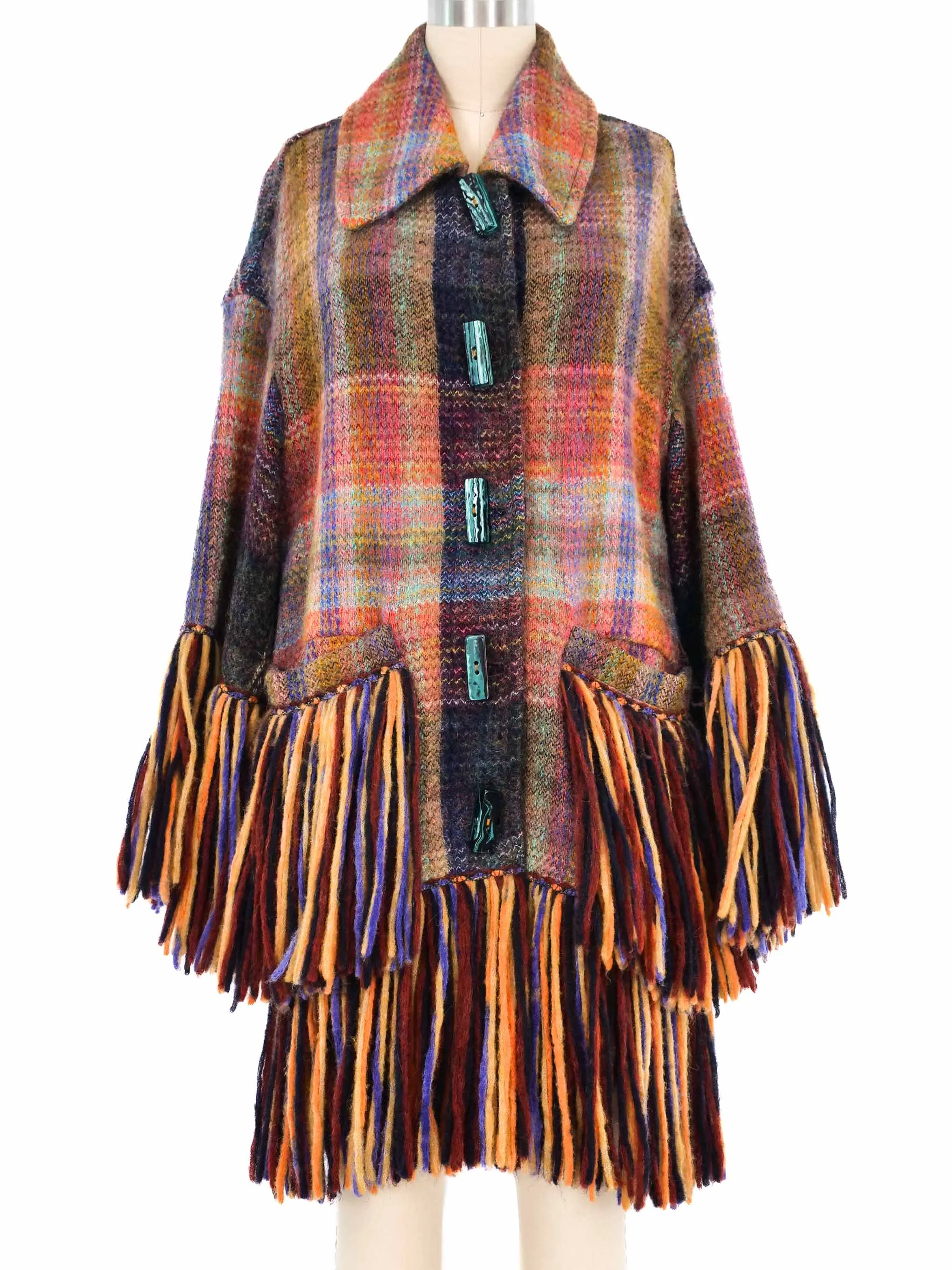 Missoni Fringed Plaid Coat
