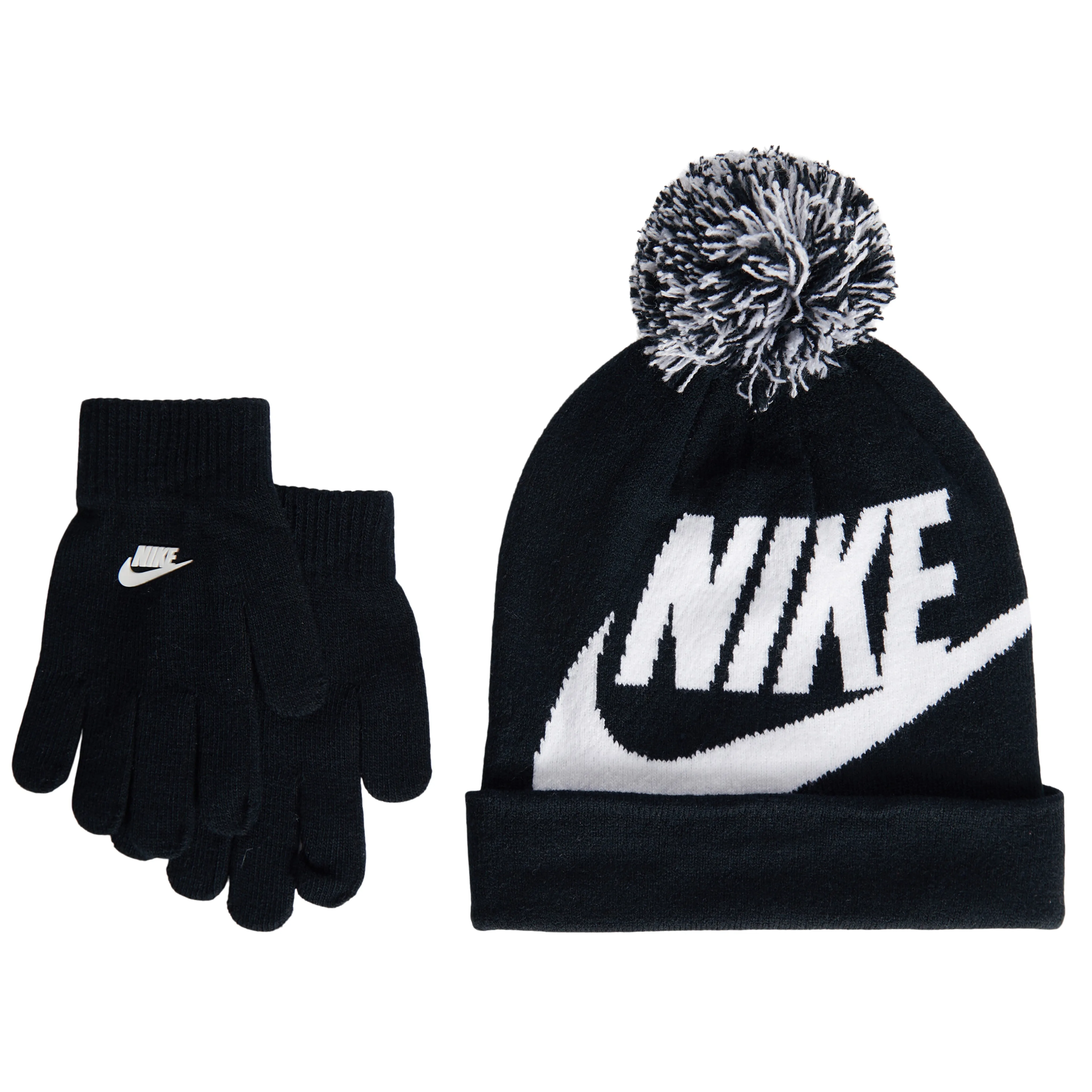 Nan Swoosh Pom Beanie Set