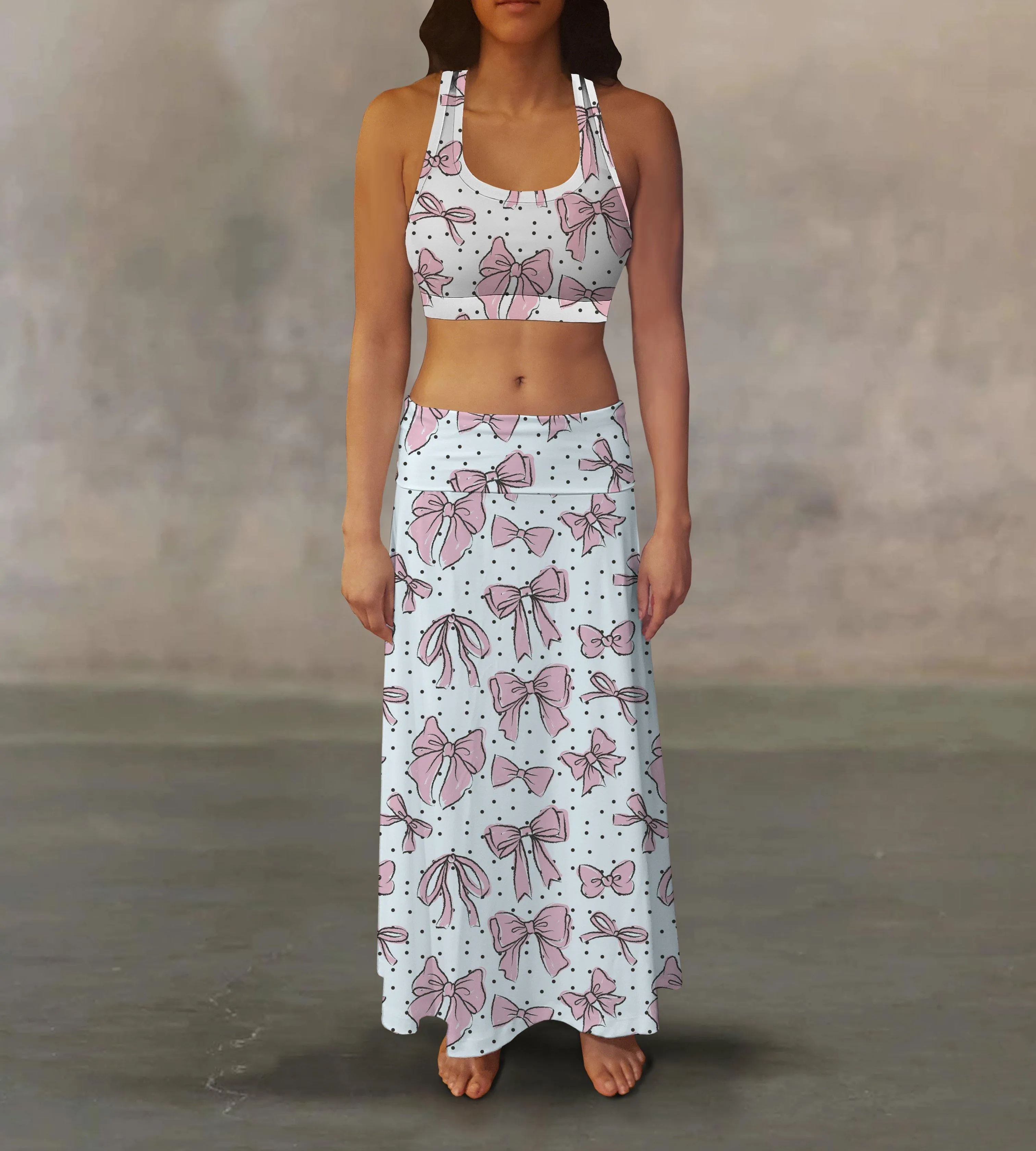 Pink Bows Maxi Skirt