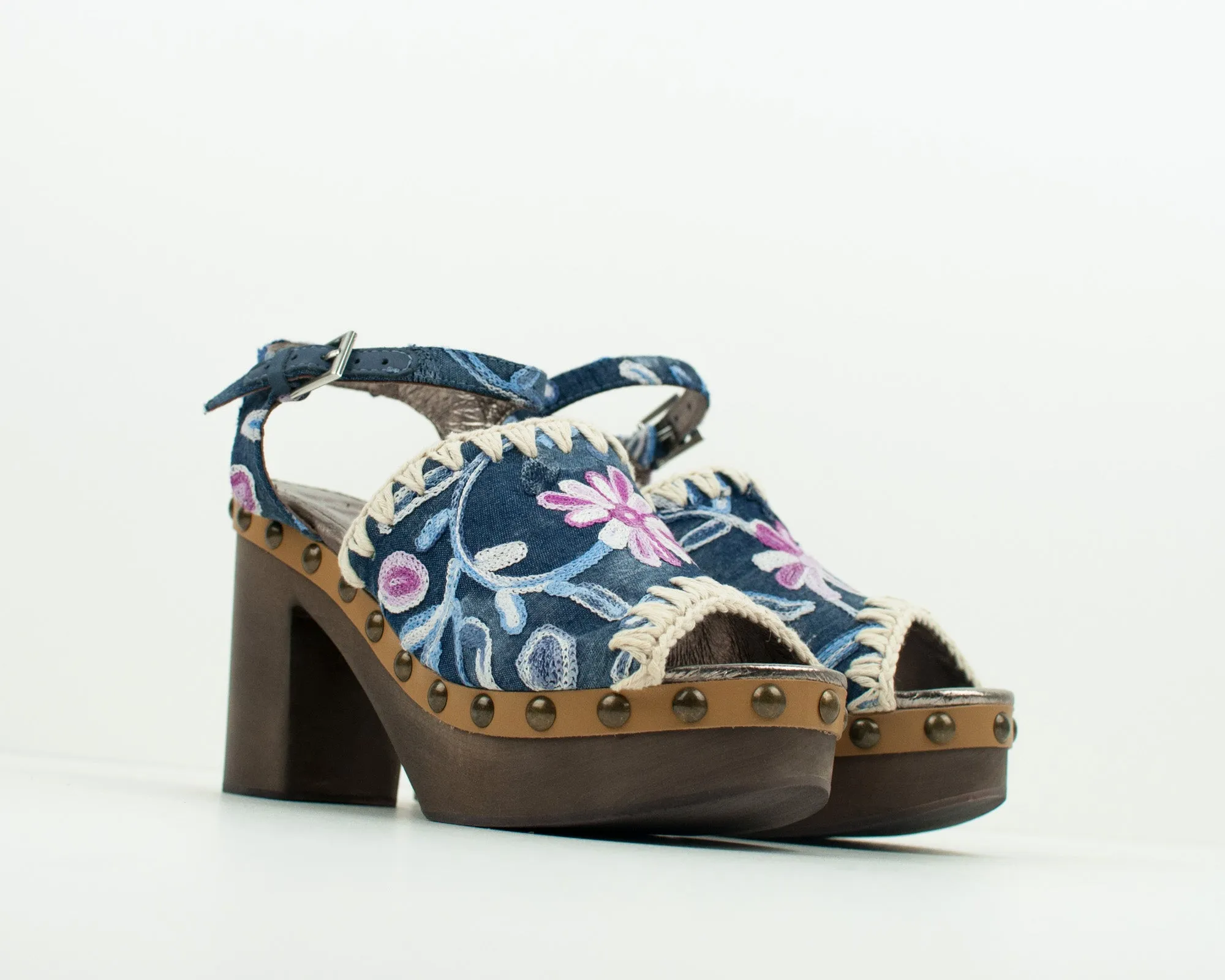 SANDALIA - MOU - HIGH WOOD SANDAL DENIM