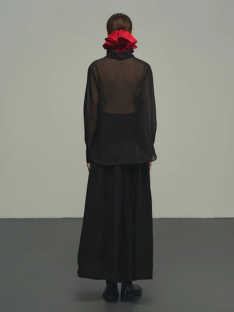 See-Through Oversize Thin Sheerplain Long-Shirt