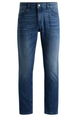 Slim-fit jeans in blue mechanical-stretch denim