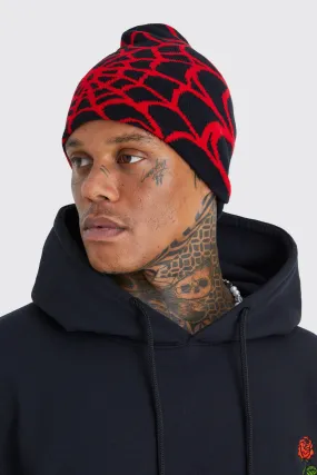 Spiderweb Graphic Beanie | boohooMAN UK