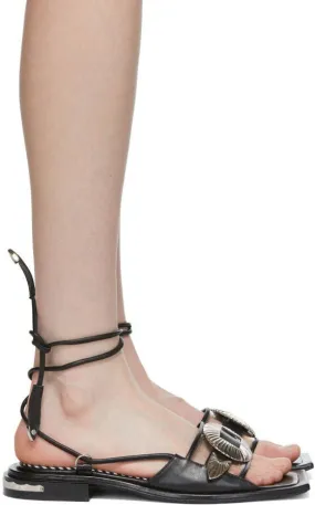 Toga Pulla Black Ankle Wrap Sandals